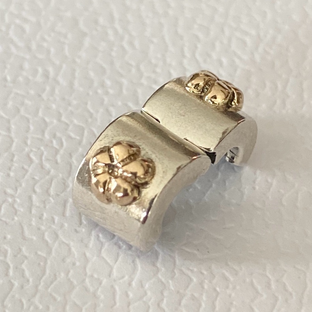 Authentic Pandora Silver & 14k Gold Two Tone Buttercup Flower Clip Charm (One) B